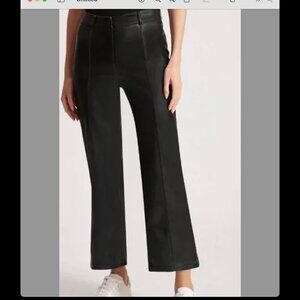 AVEC LES FILLES CROPPED FLARE VEGAN LEATHER PANTS